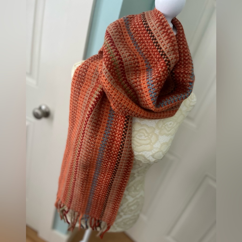 Super soft merino wool multicolored woven scarf